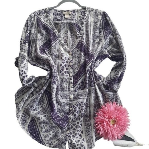 Lucky Brand Candice Bandana Shirt Top - Picture 3 of 12